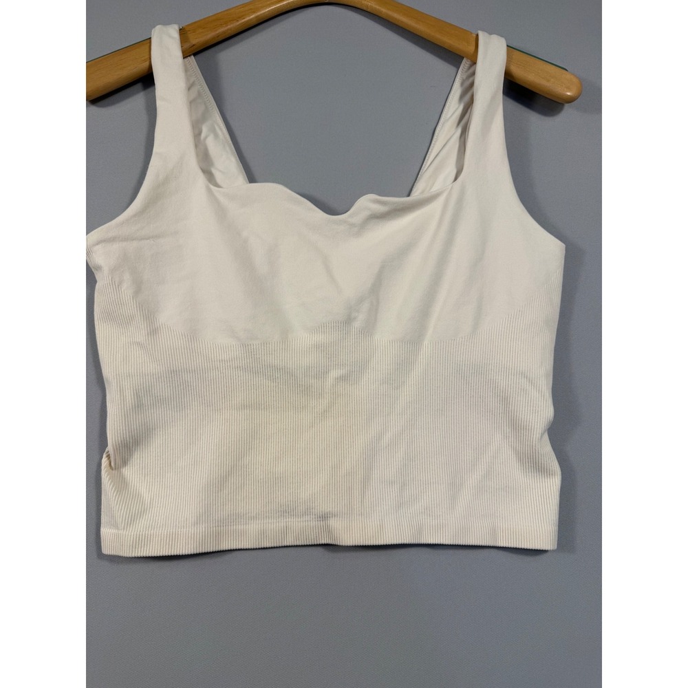 Victoria's Secret PINK Seamless Ribbed Crop Top Cream Sweetheart Neck XL